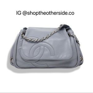 Chanel Diagonal CC Ligne Accordian Flap Bag Grey